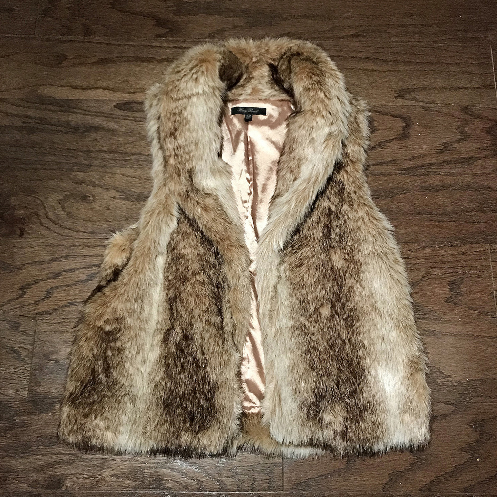 Honey Punch Brown Vegan Faux Fur Vest S